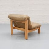 Canapé modulaire en bois et cuir du milieu du siècle