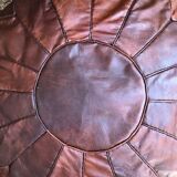 Round leather floor pouf