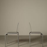 Set of six postmodernist stainless steel dining chairs from circa 1980-1990.