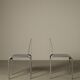 Set of six postmodernist stainless steel dining chairs from circa 1980-1990.