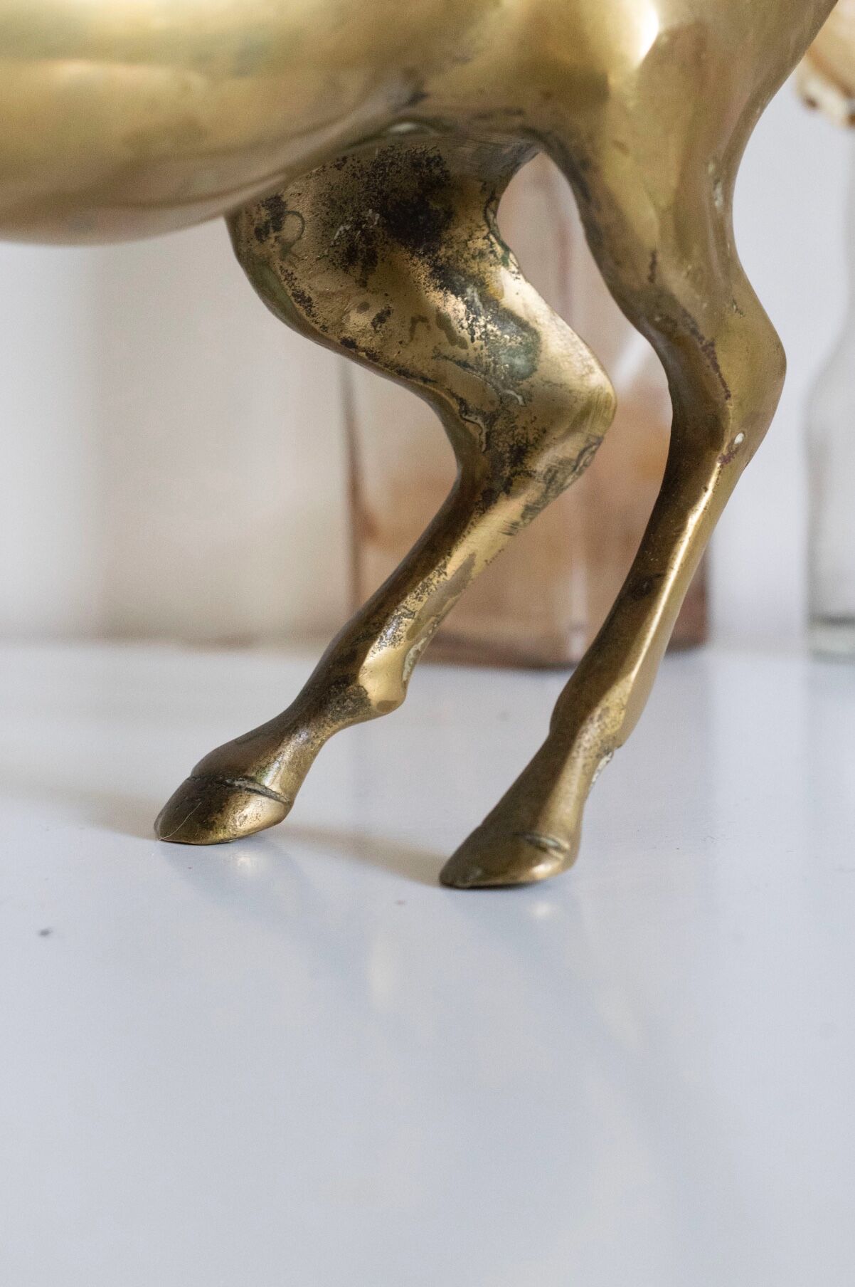 Vintage golden brass horse