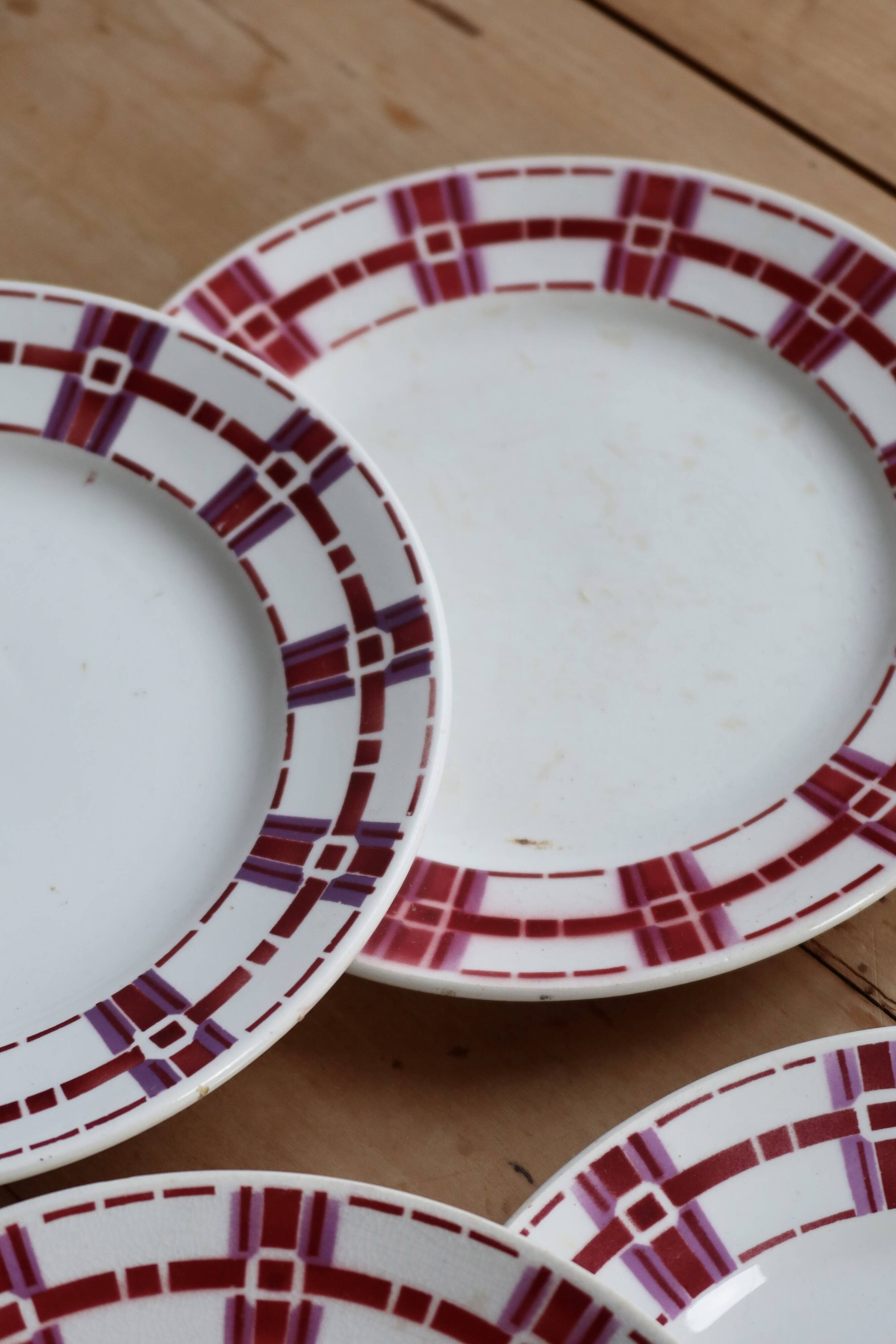 6 vintage ironstone dessert plates Moulins des Loups - Stuar model