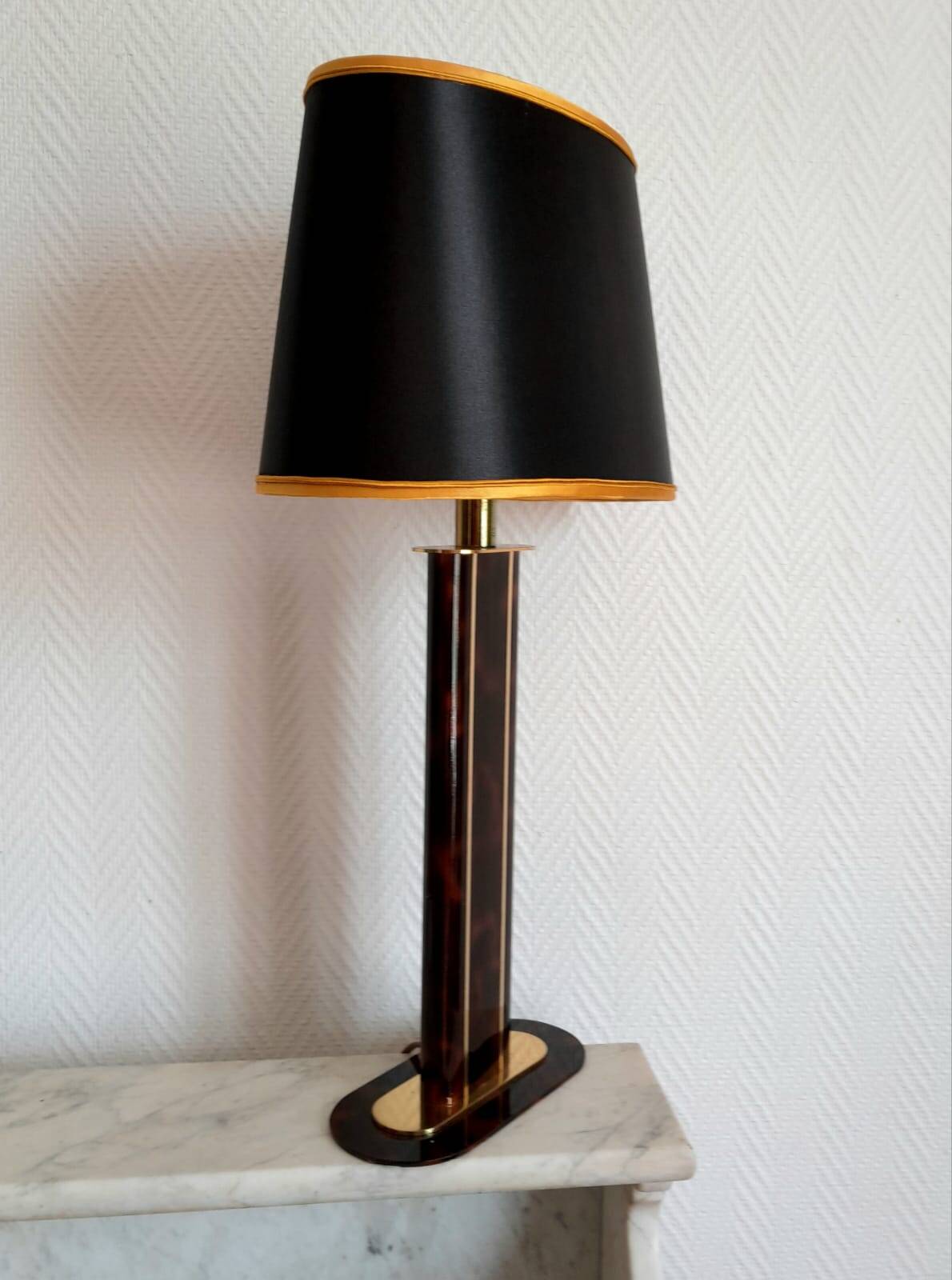 Lampe écaille Hollywood Regency noir et or