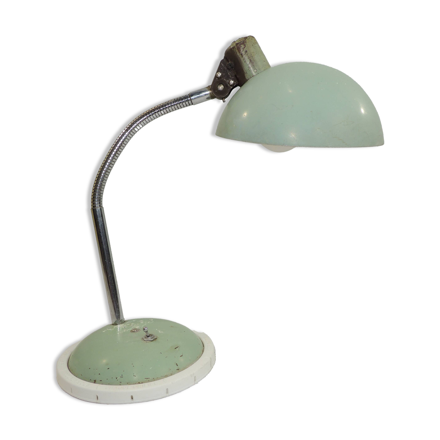 Lampe de bureau orientable en métal vert d’eau, années 50