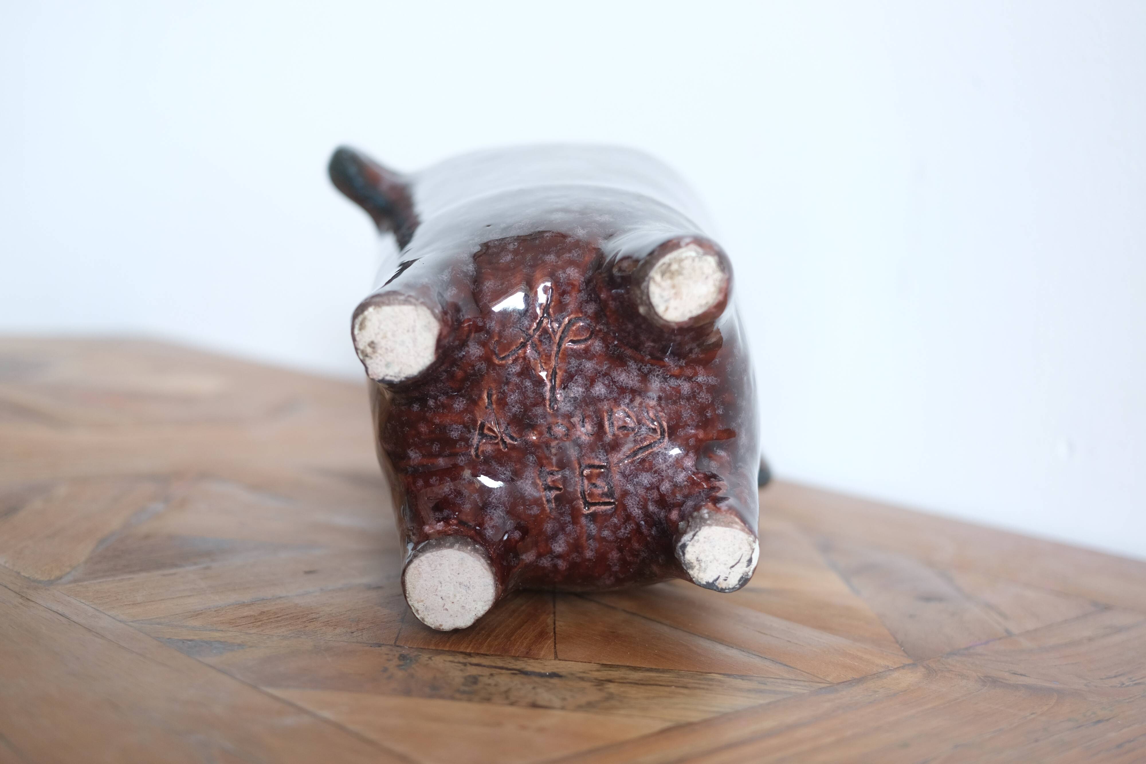 Brutalist vase Accolay signed – French studio pottery from the 1960s