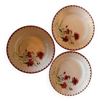 Set of 3 flat plates Sarreguemines