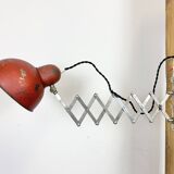 Red Industrial Midcentury Scissor Wall Lamp, 1950s