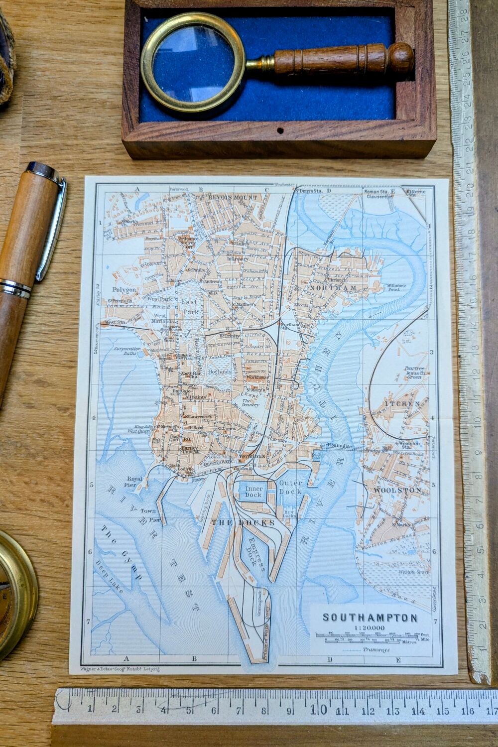 Southampton, England, original map printed in 1913.