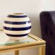 80s/90s striped ceramic ball vase.