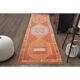 Vintage Turkish hand-knotted wool cotton orange runner rug 96x339