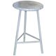 Round industrial stool in grey metal - mid-century style from the 1960s