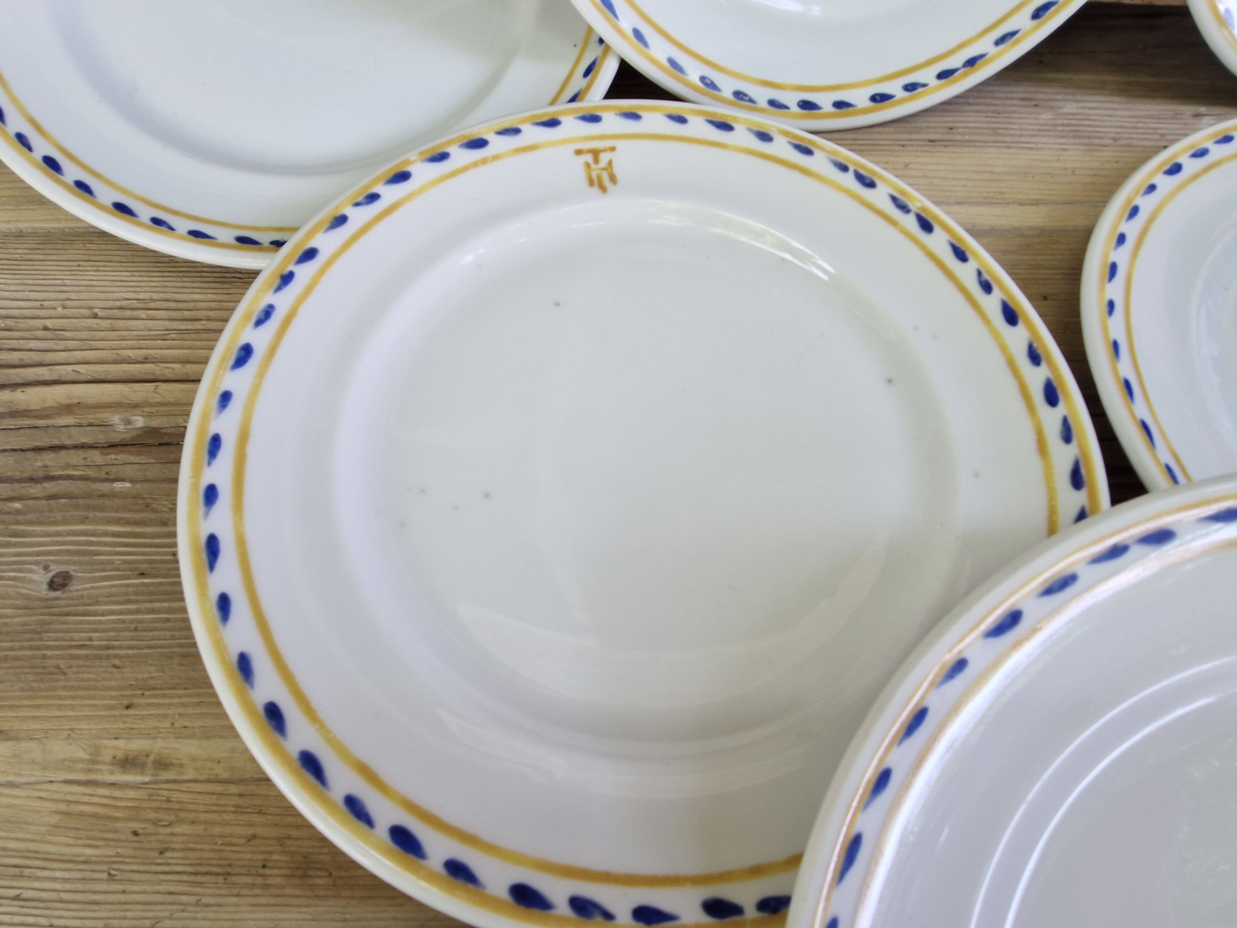 Rare 9 Antique Theodore Haviland Plates - Stamped & Monogrammed