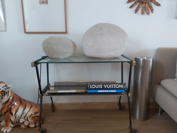 Desserte-console en métal et laiton vintage