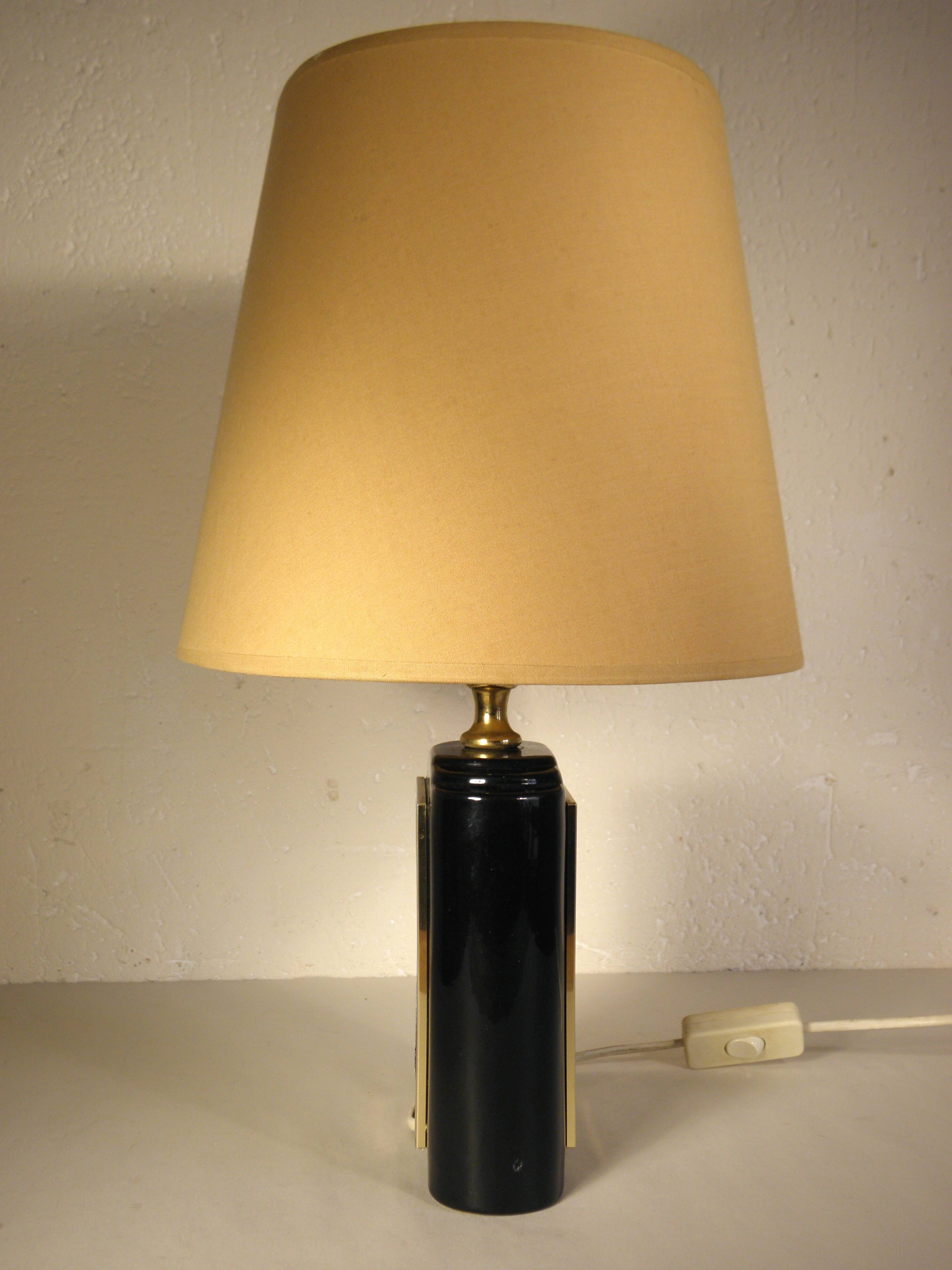 Lampe de table noir et or annees 70-80