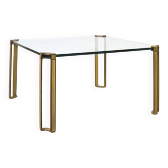 Hollywood Regency Brass and Glass Coffee Table by Peter Ghyczy, 1970s.