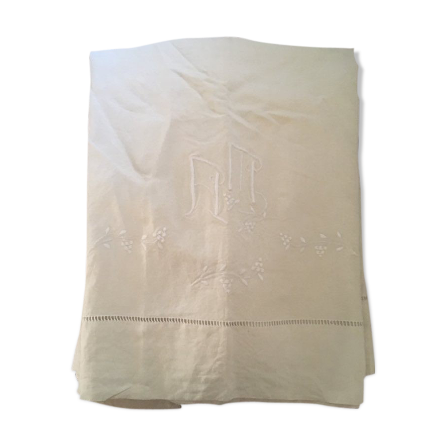 Old linen sheet monogrammed A M