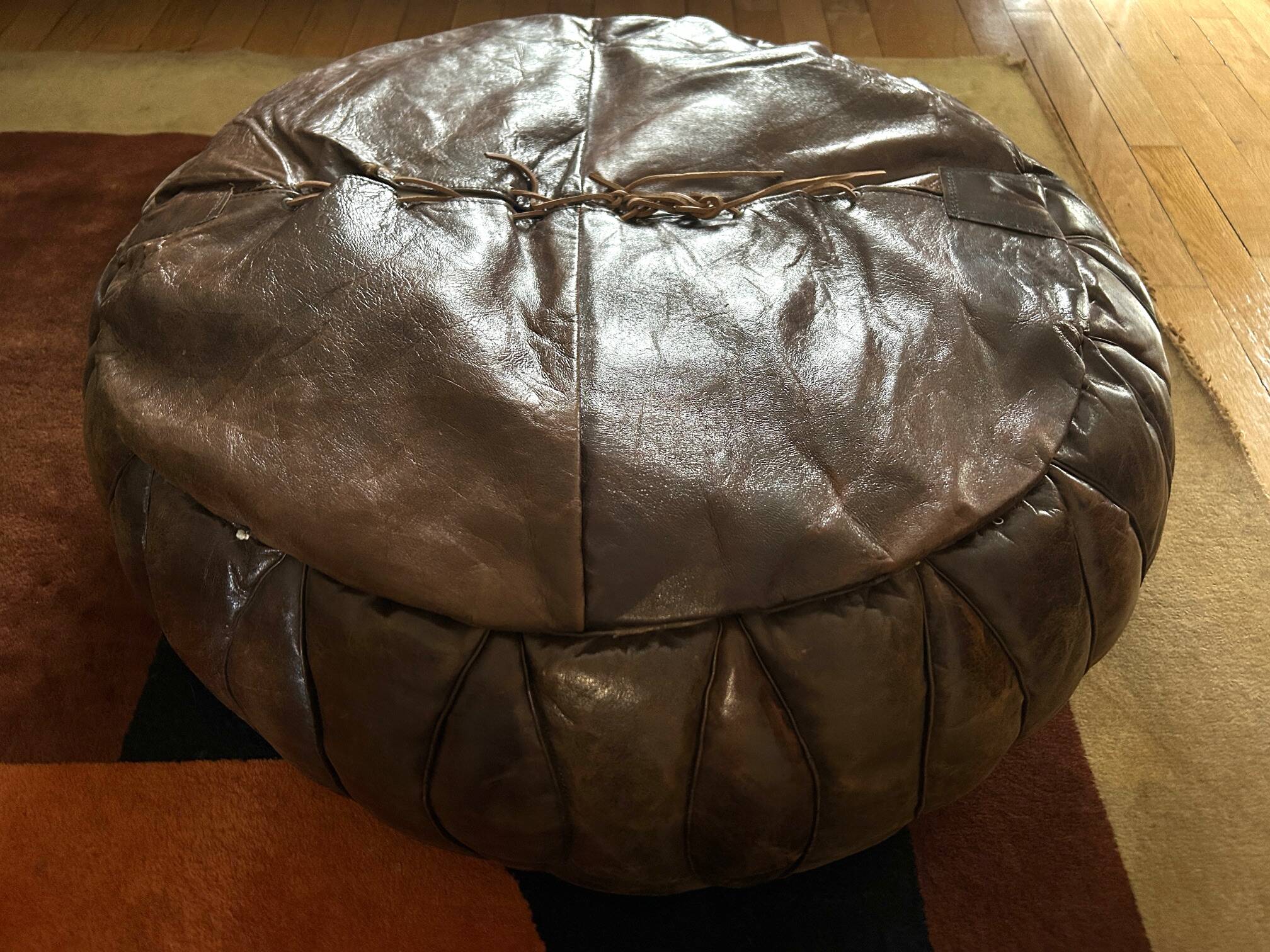 Leather pouf 1970