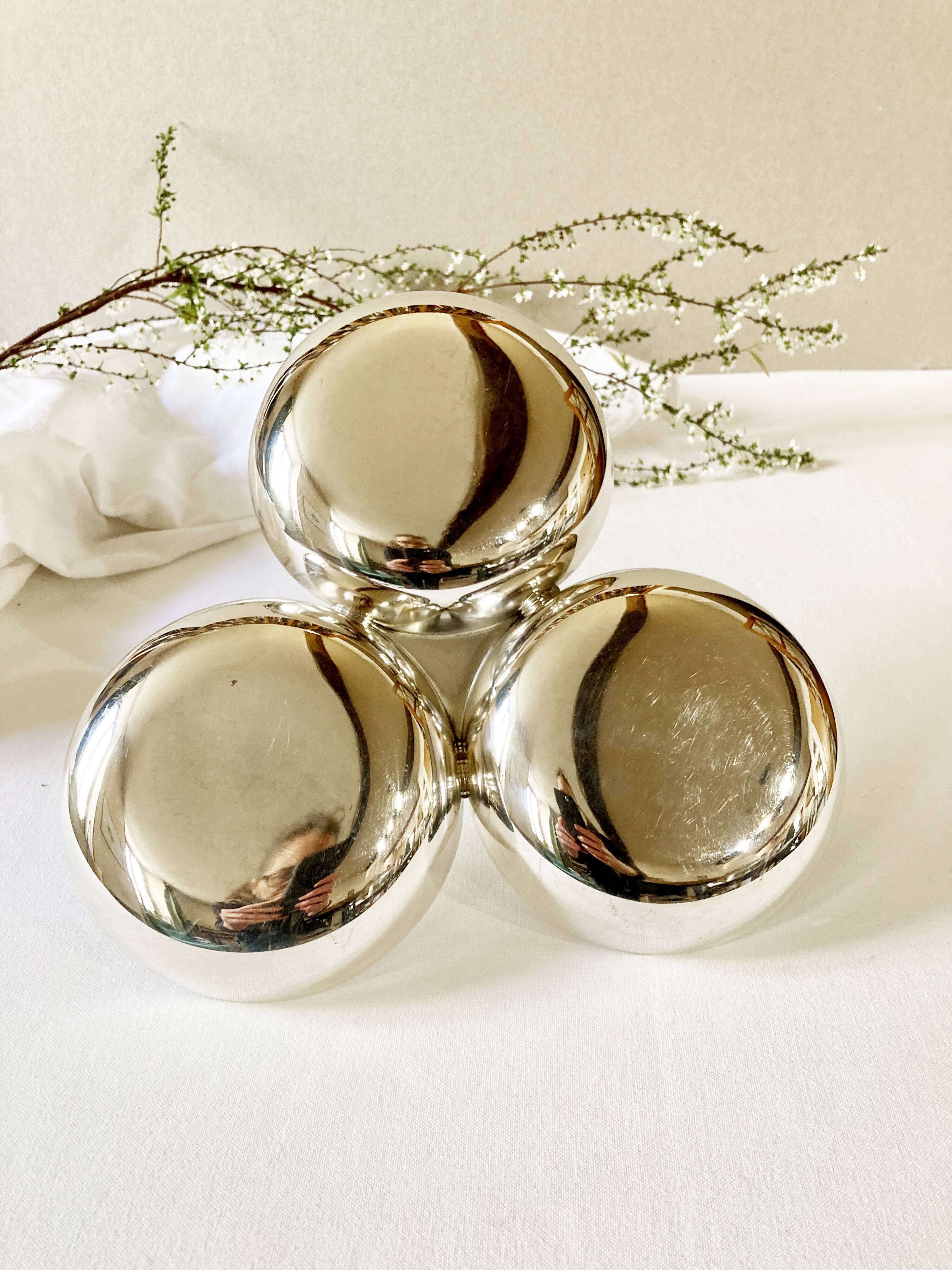 Aperitif server in silver metal, fish handle, 1950s