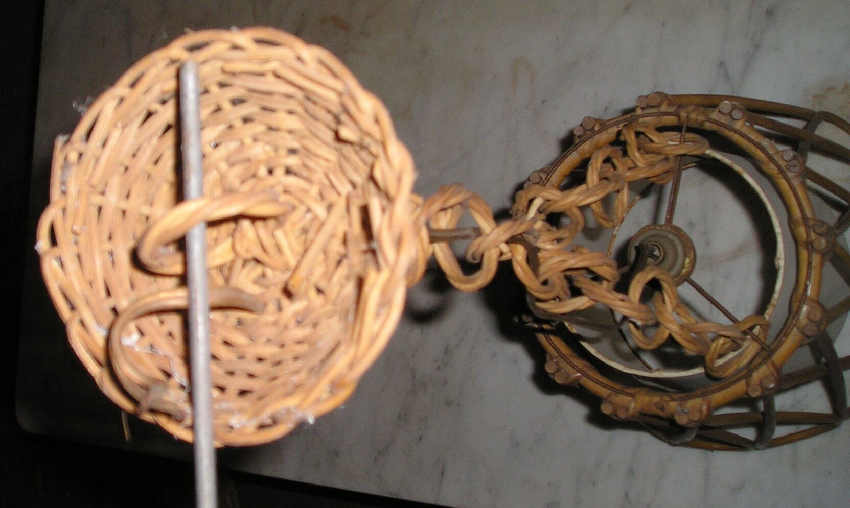 Chandelier hanging Wicker rattan of the years 60/70