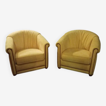Paire de fauteuils jaune