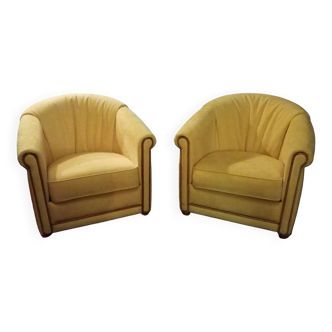 Paire de fauteuils jaune