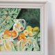 Beautiful painting, oil on cardboard, still life after Cézanne, Orange Green