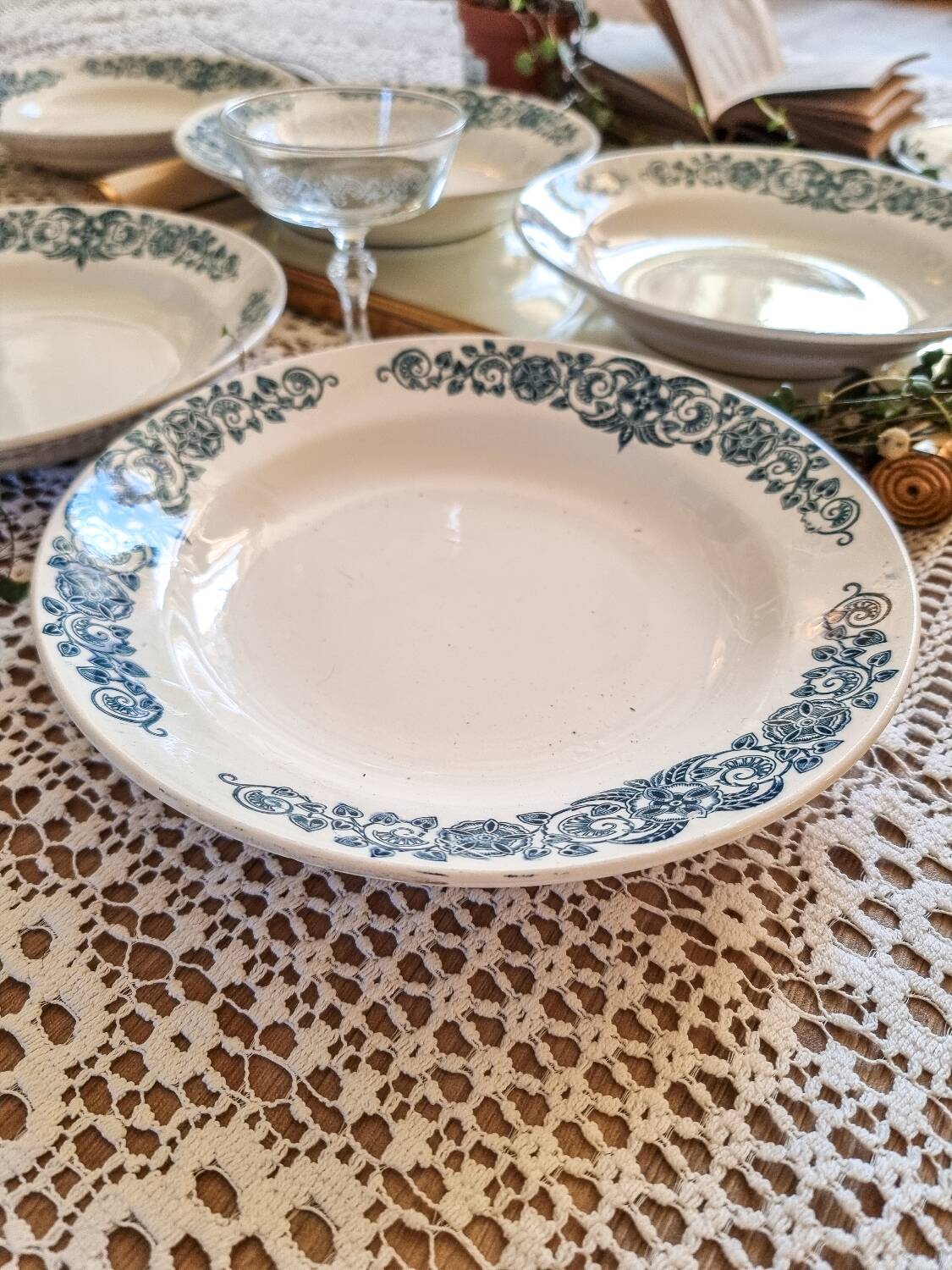 6 soup plates, iron earth, Longchamp, mid-20th century