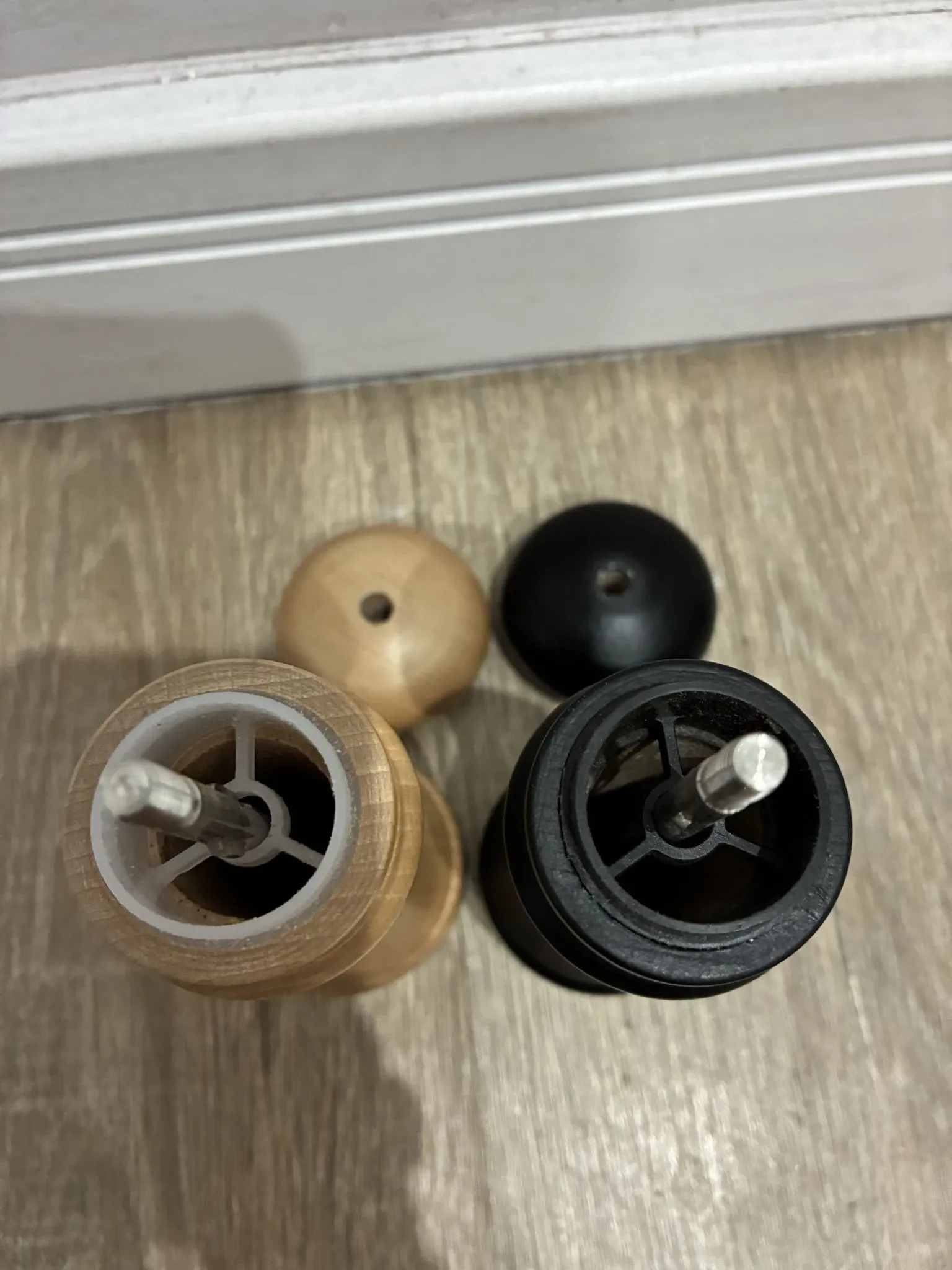 Peugeot Paris wooden salt and pepper mills, natural and black