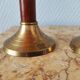 Set de trois bougeoirs vintage bois et laiton