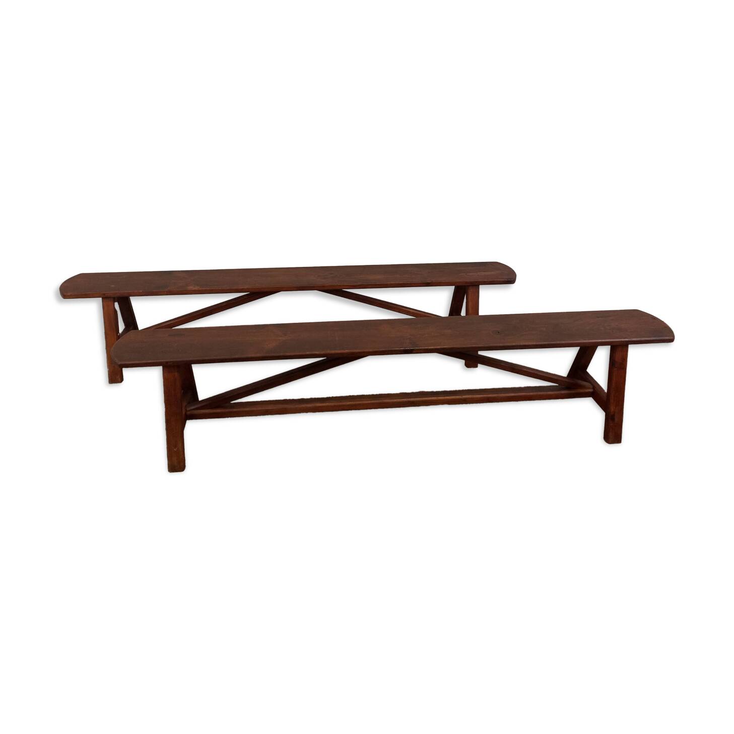Pair of rustic benches 220 cm