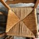Set of 6 sculpted oak chairs with straw seats – 1950s