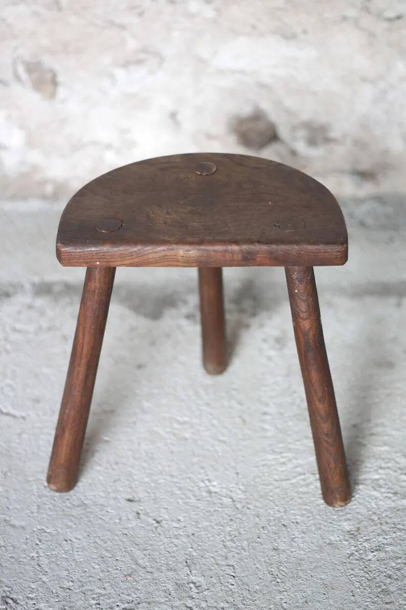 Vintage stool, wooden stool, tripod stool, milking stool, plant stand, interior decor, stool