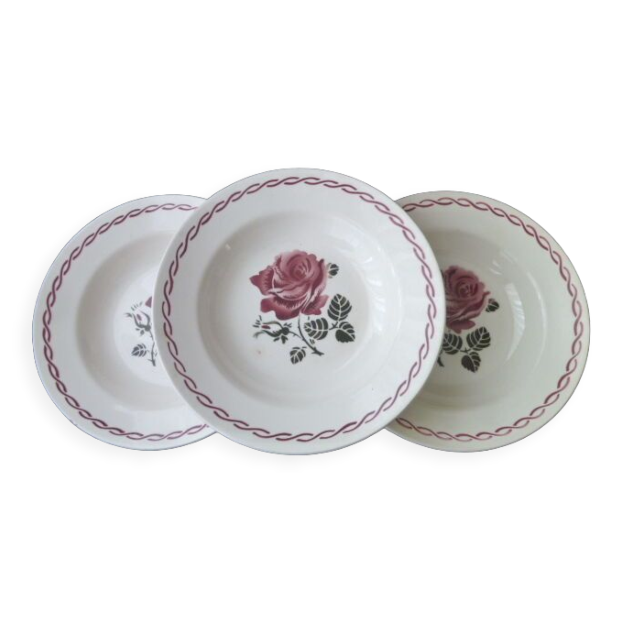 Set of 3 hollow plates Badonviller Germaine model