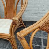 Set of 2 rattan armchairs with a bench.