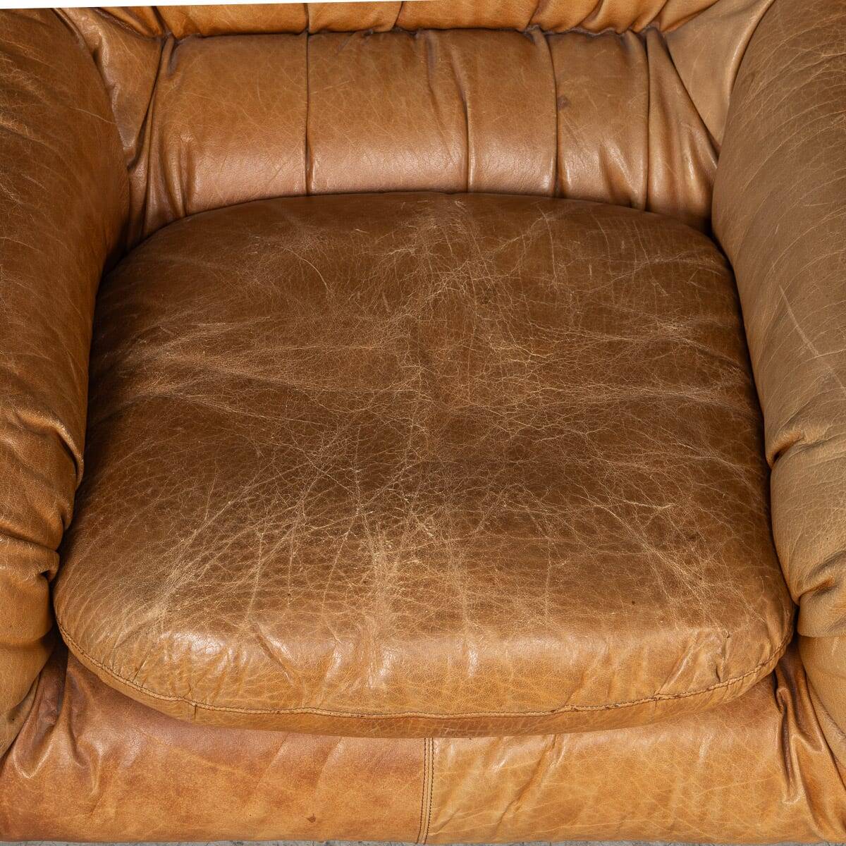 Vintage 20thc pair of italian leather lounge chairs by rossi di albizzate