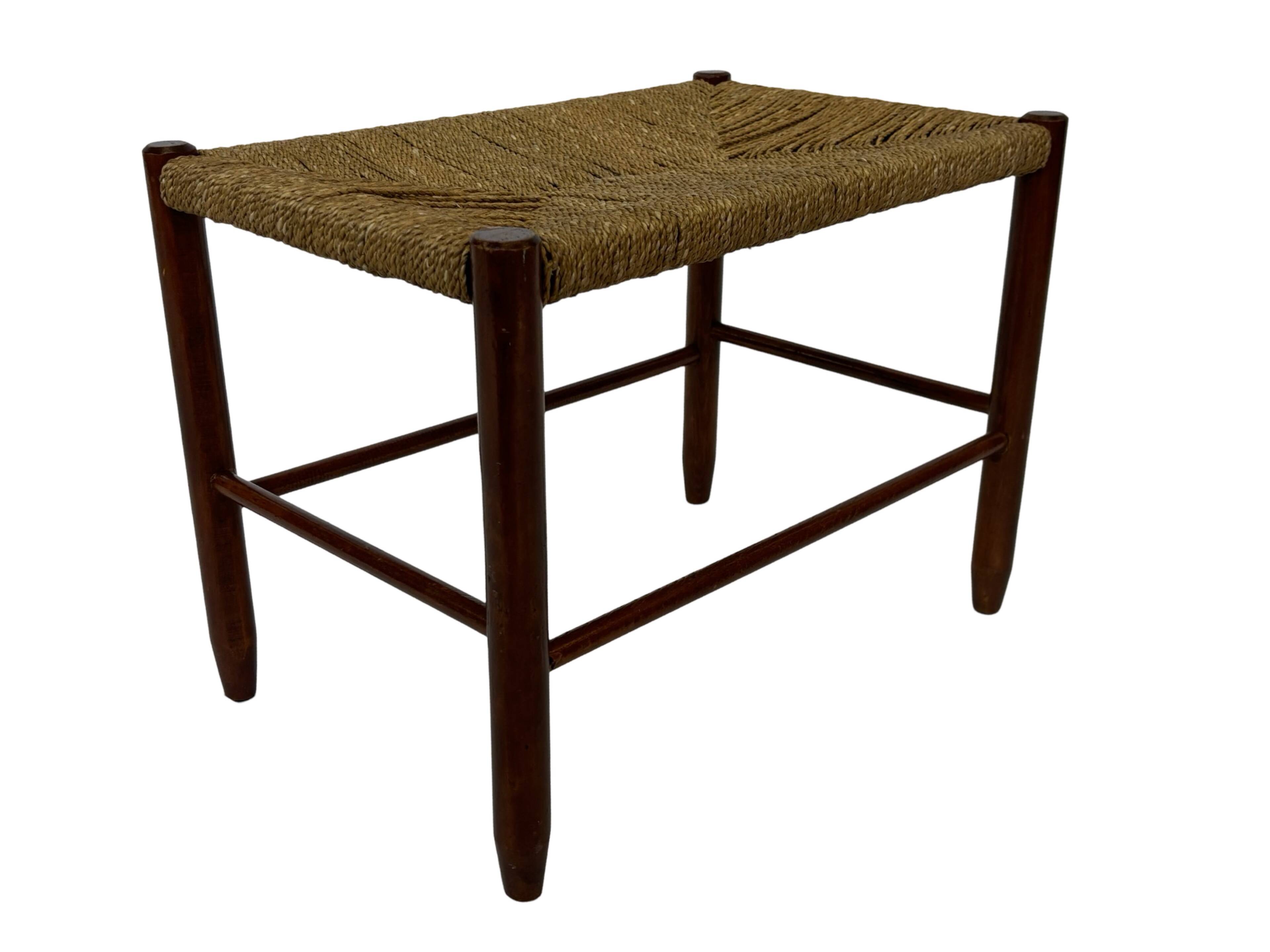 Vintage Stool Danish Papercord Rope Stool Mid Century Ottoman