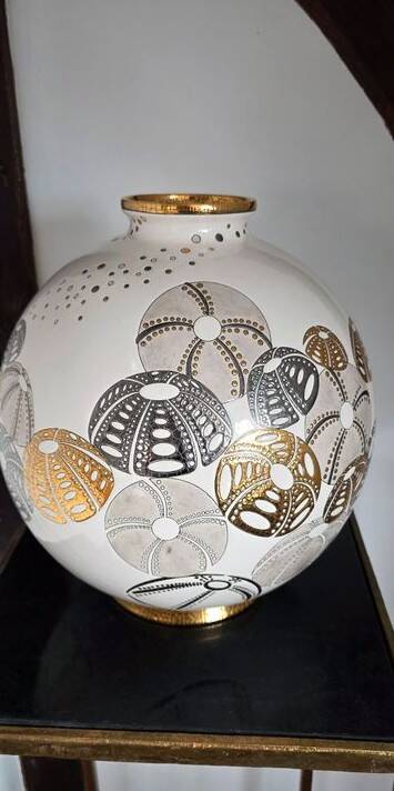 Longwy Enamels Large Colonial Sphere: SEA URCHIN