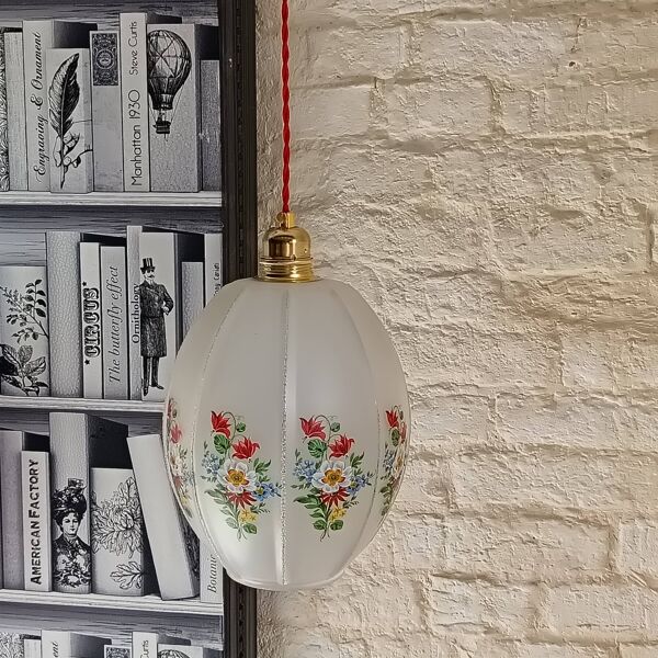 Suspension en verre vintage, motifs floraux 1960, Suspension marguerite