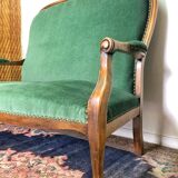 Green velvet bench