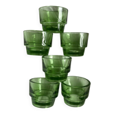 Lot of 6 vintage green glass egg cups LEVER 1970s design
