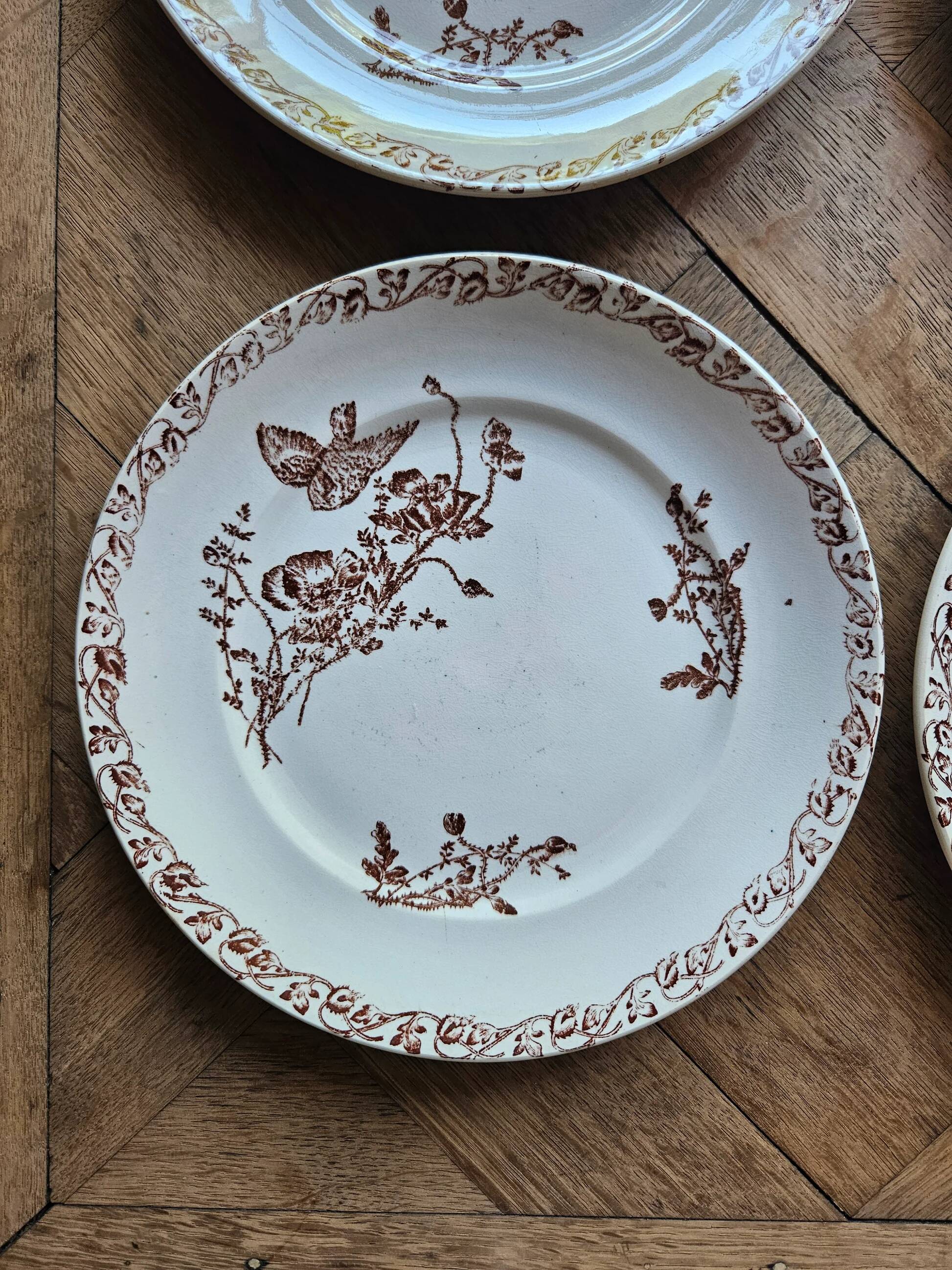 Ironstone dessert plates, poppies