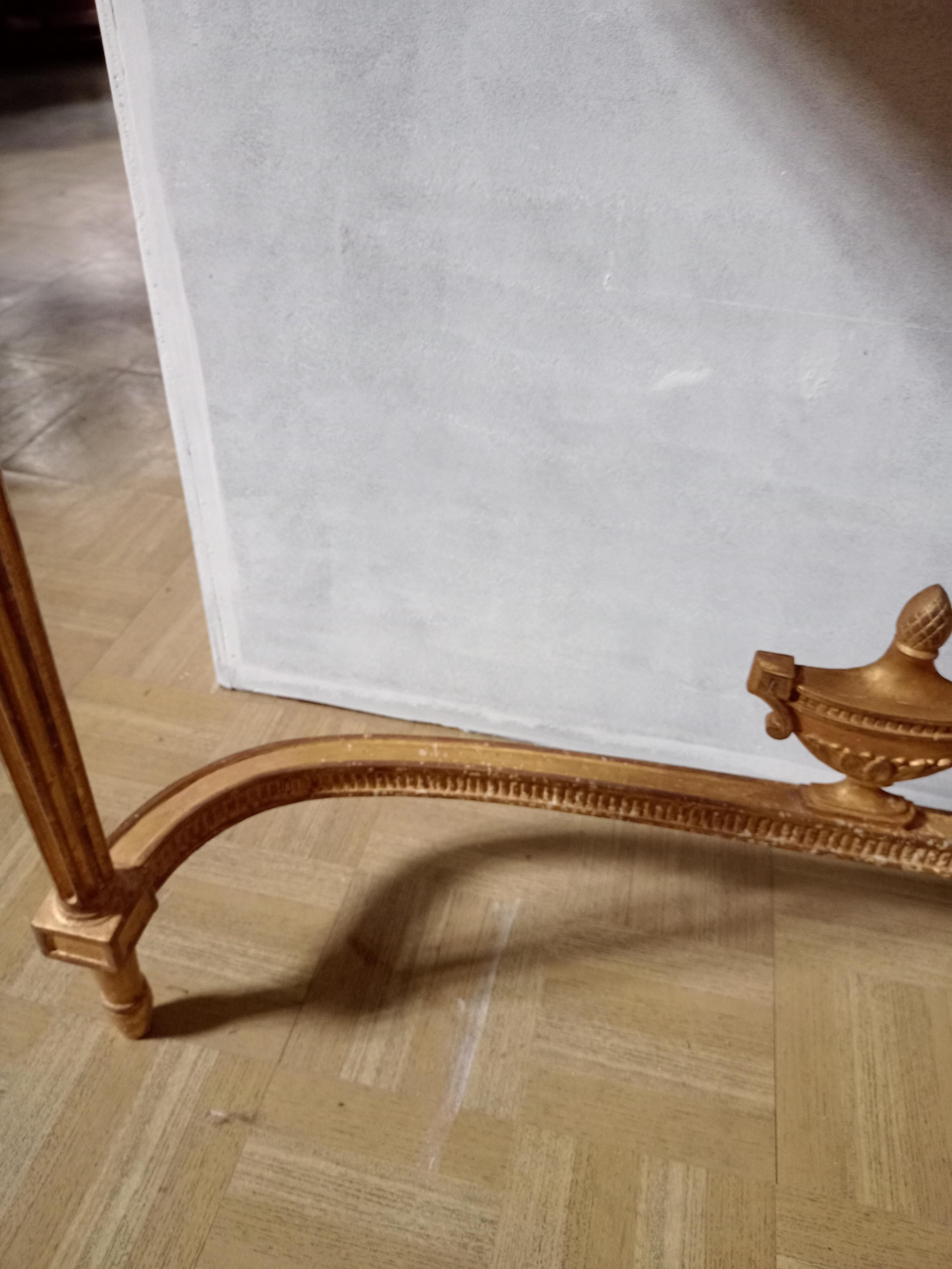 Console in gilded wood and marble style Louis XVl