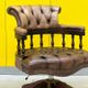 Vintage Chesterfield Revolving Captain's Chair with Brow Leather Upholstery