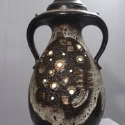 Grand pied de lampe double éclairage ajouré design Brutaliste 1960s