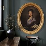 Portrait painting of a lady signed Johann Grund and dated 1869