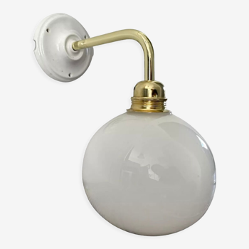 White opaline globe wall lamp