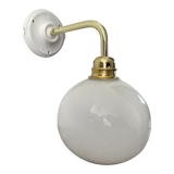 White opaline globe wall lamp