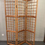 BHV - Screen three ventaux in bamboo and rattan