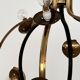 Stilnovo Italian Midcentury Chandelier, Brass & Opaline Glass, 1950s
