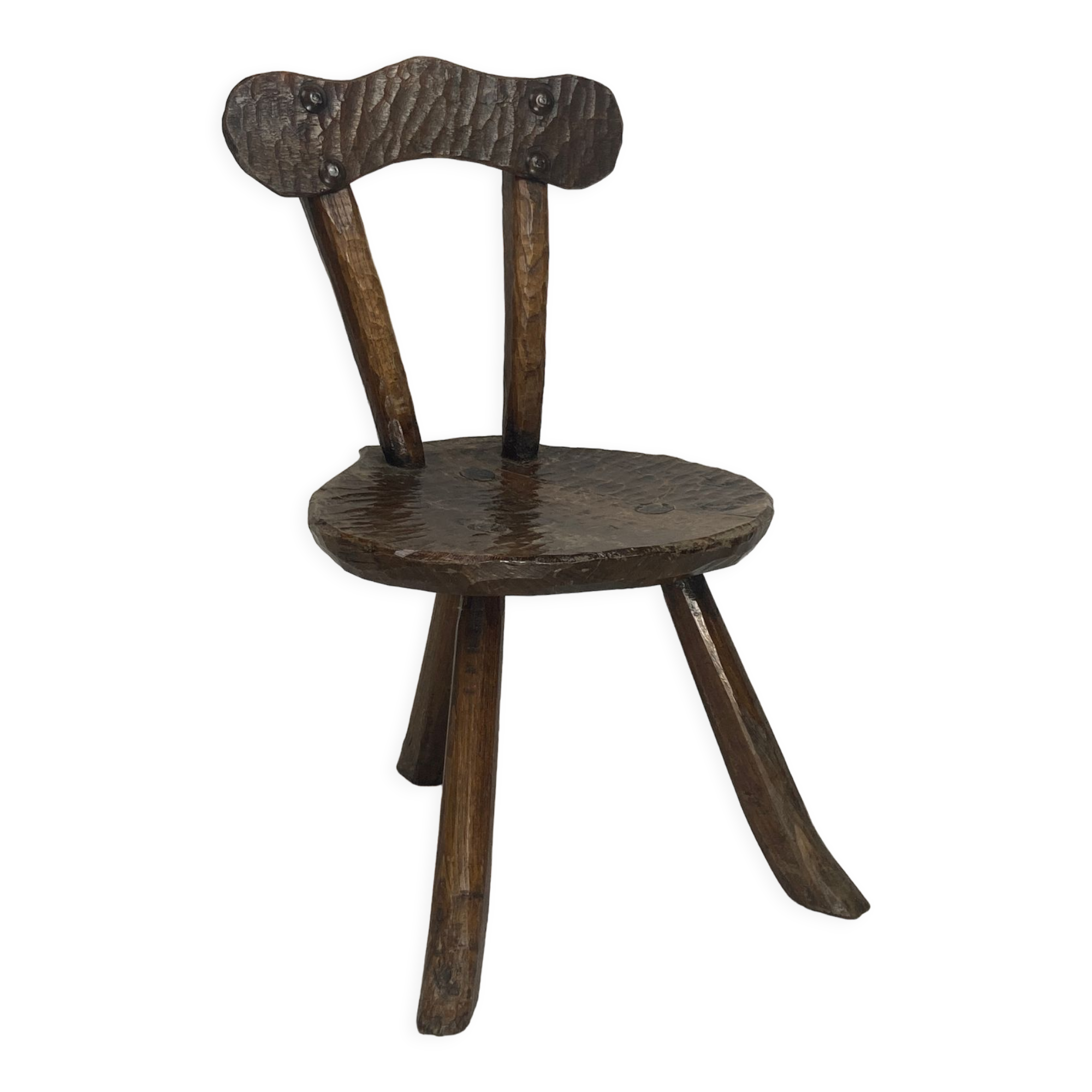 Brutalist Wabi Sabi milking chair, France ca 1950